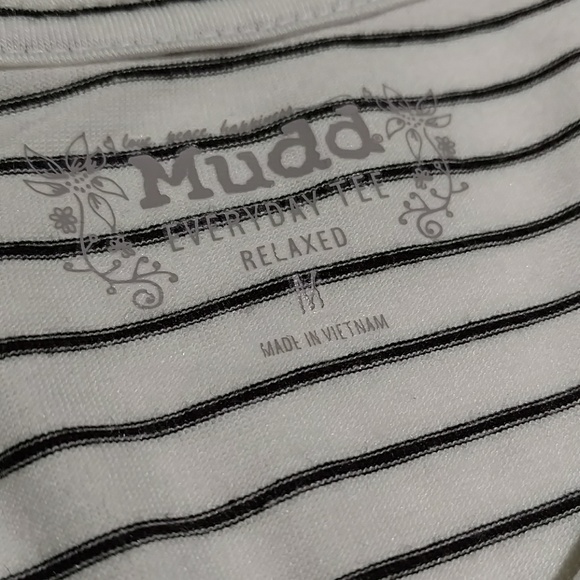 V-Neck White with Black Stripe MUDD Tee - Picture 3 of 5